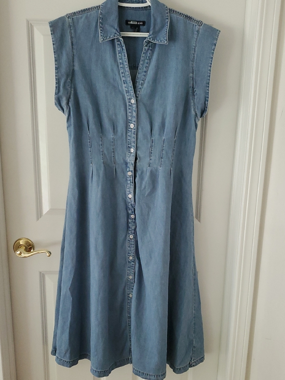 Veronica Beard RTR Ruben Light Blue Denim Button-Front Midi Dress Size 12
